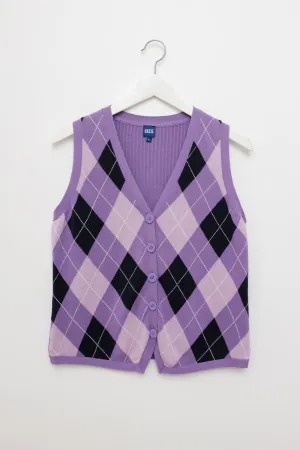 0042_ARGYLE LILAC COTTON VEST
