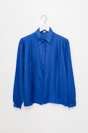 0049_VINTAGE BLUE PLEATED BLOUSE