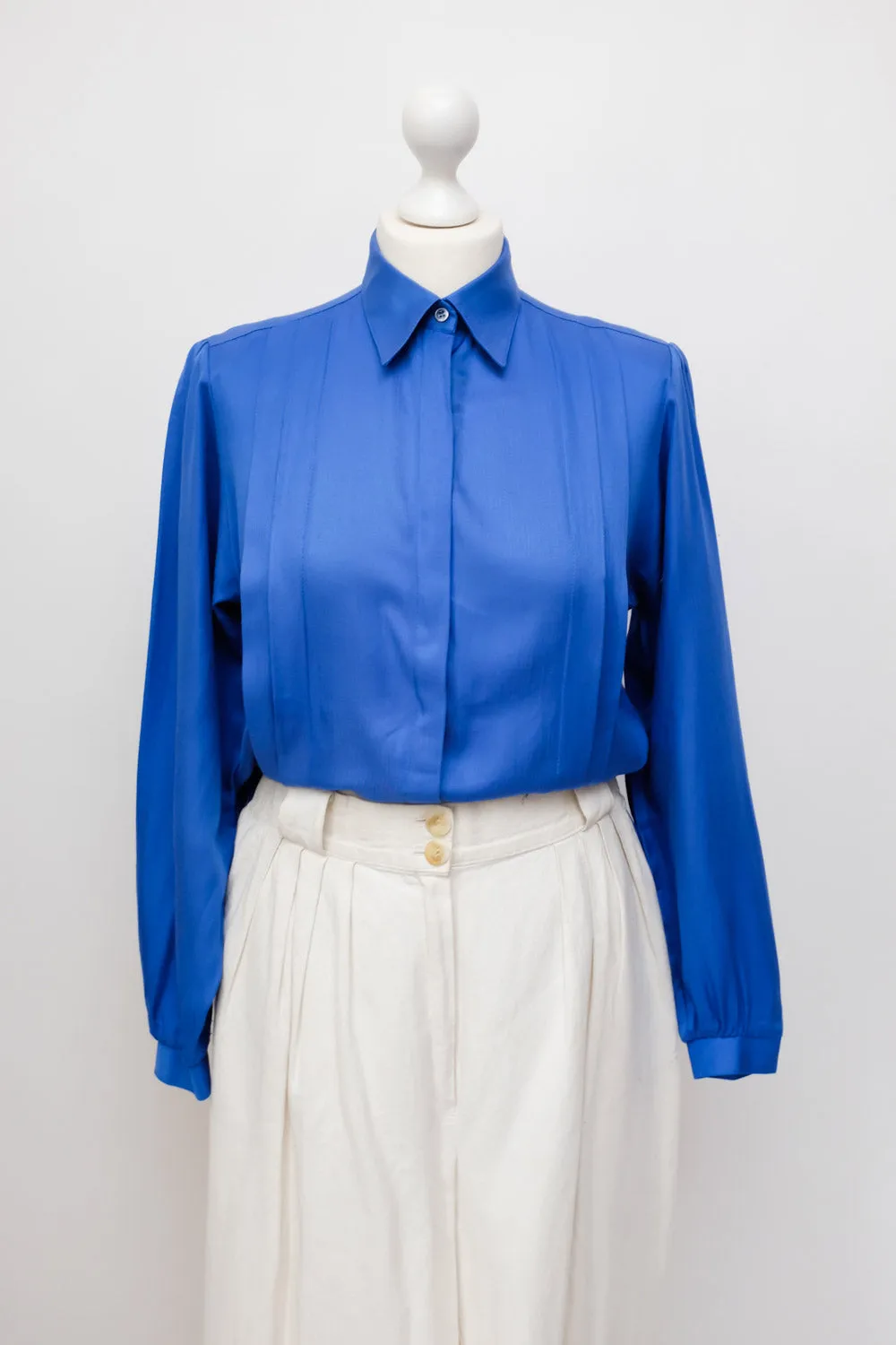 0049_VINTAGE BLUE PLEATED BLOUSE