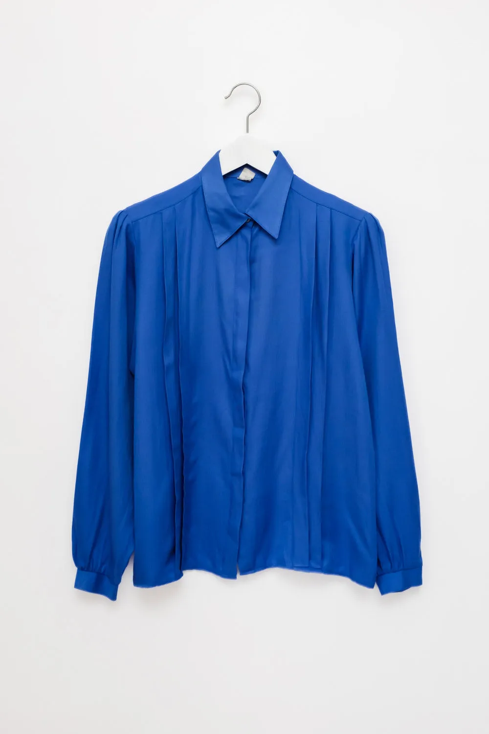 0049_VINTAGE BLUE PLEATED BLOUSE