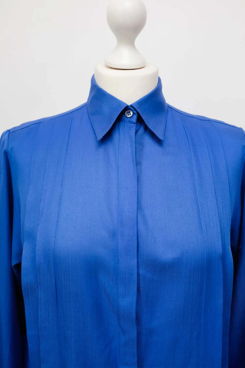0049_VINTAGE BLUE PLEATED BLOUSE