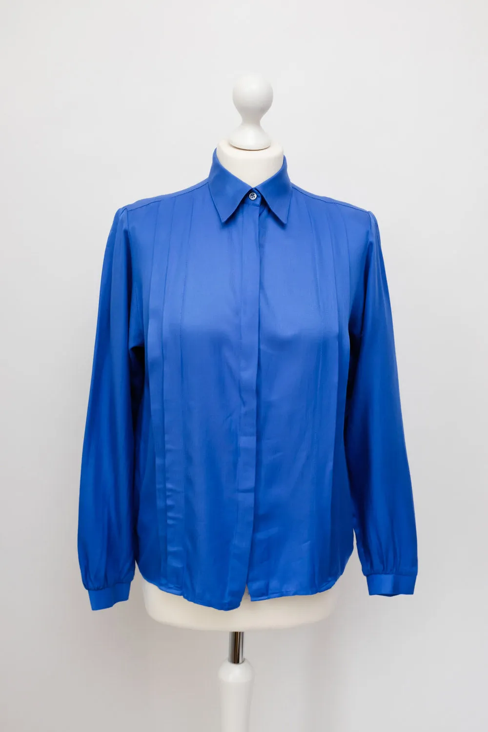 0049_VINTAGE BLUE PLEATED BLOUSE