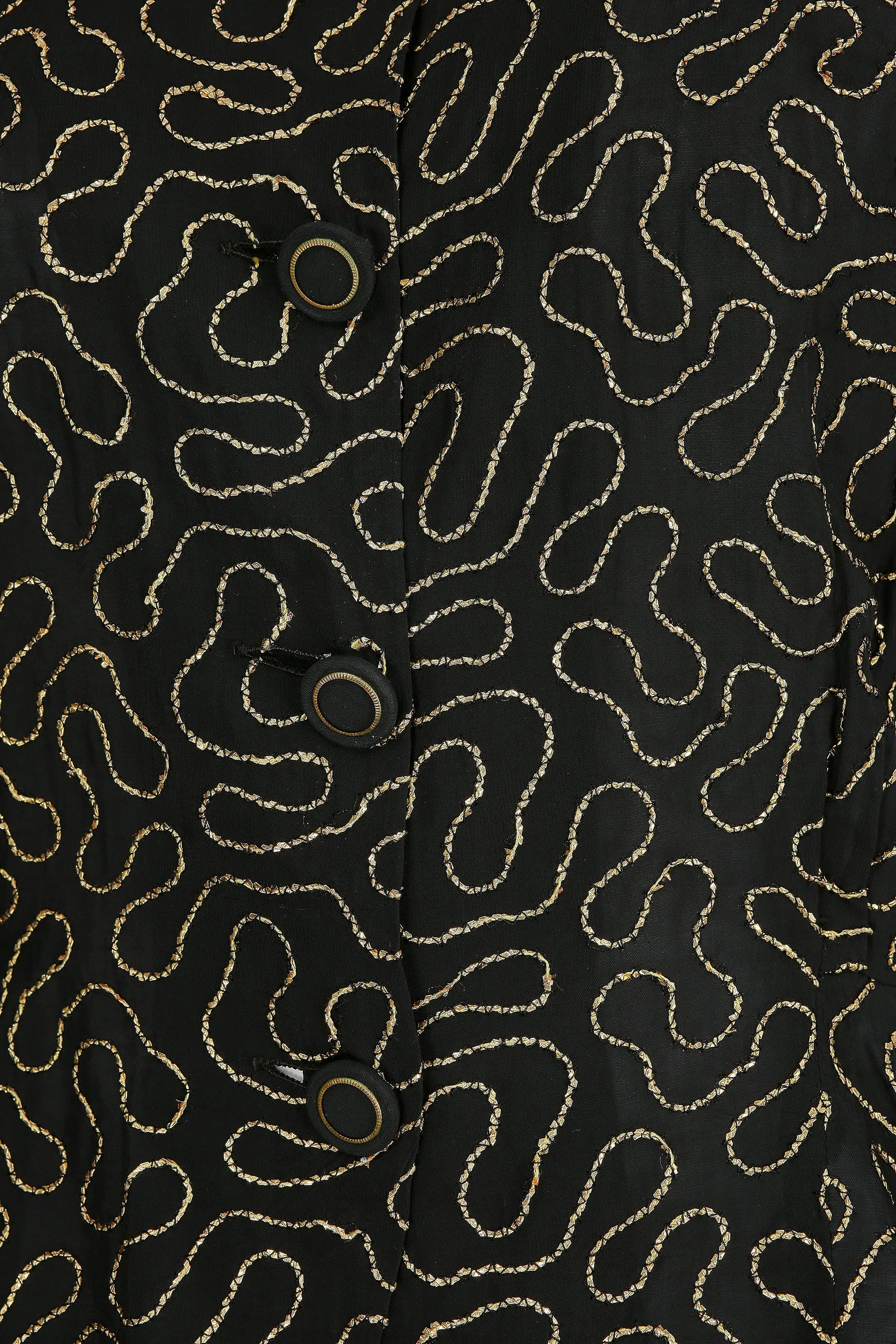 1940s Black and Gold Lame Blouse