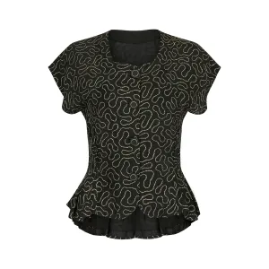 1940s Black and Gold Lame Blouse