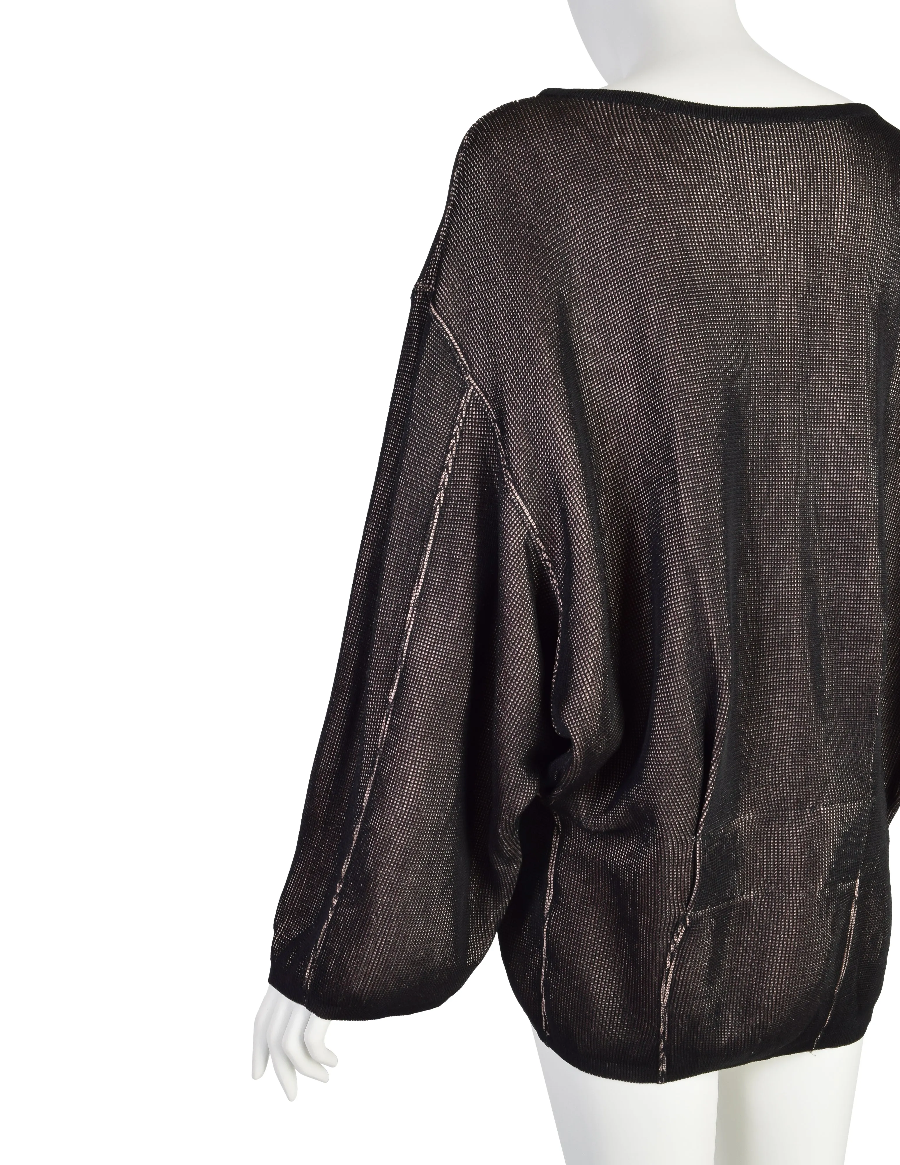 Alaia Vintage Rare SS 1985 Black Pink Knit Viscose Oversized Sweater