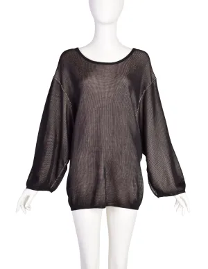 Alaia Vintage Rare SS 1985 Black Pink Knit Viscose Oversized Sweater