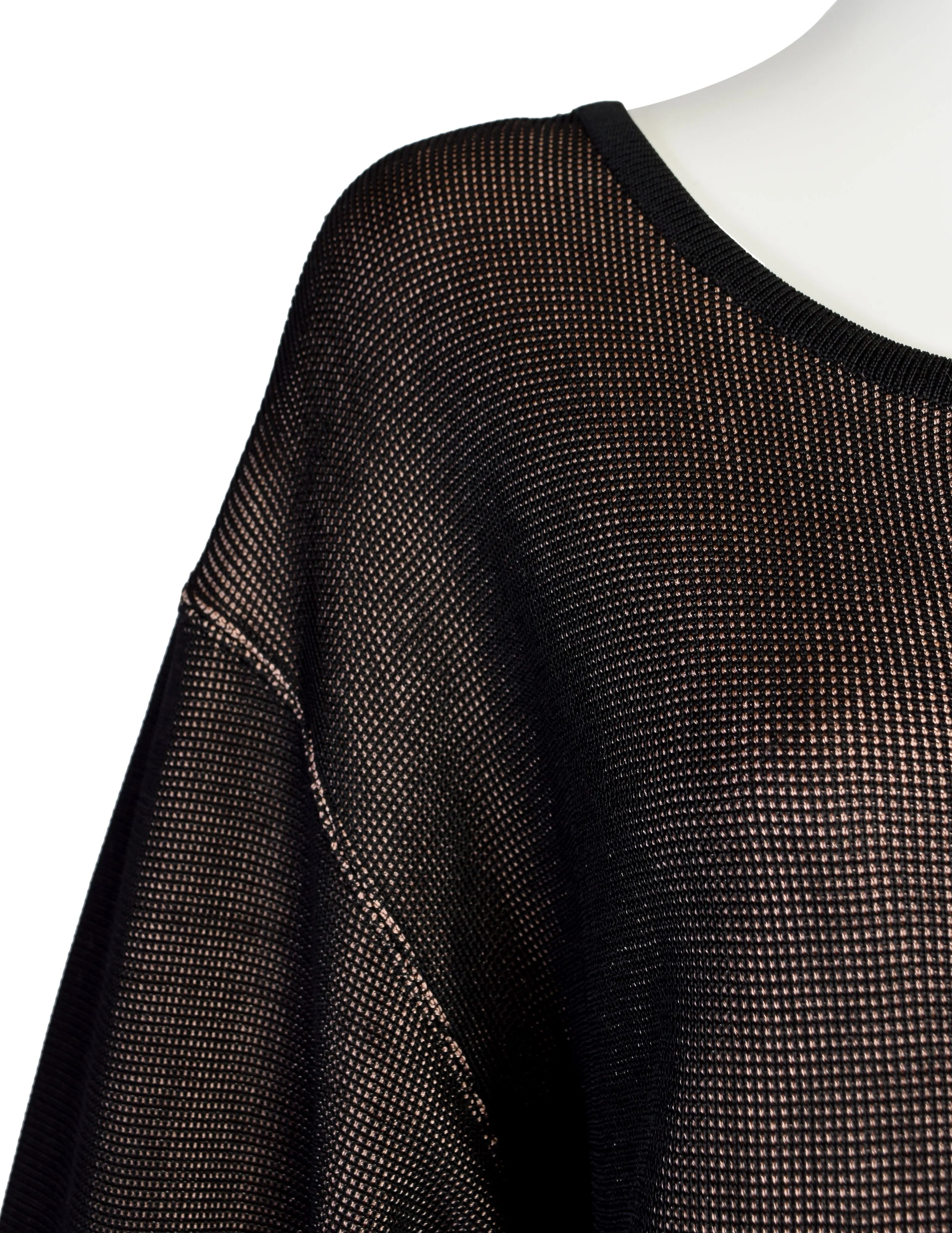 Alaia Vintage Rare SS 1985 Black Pink Knit Viscose Oversized Sweater