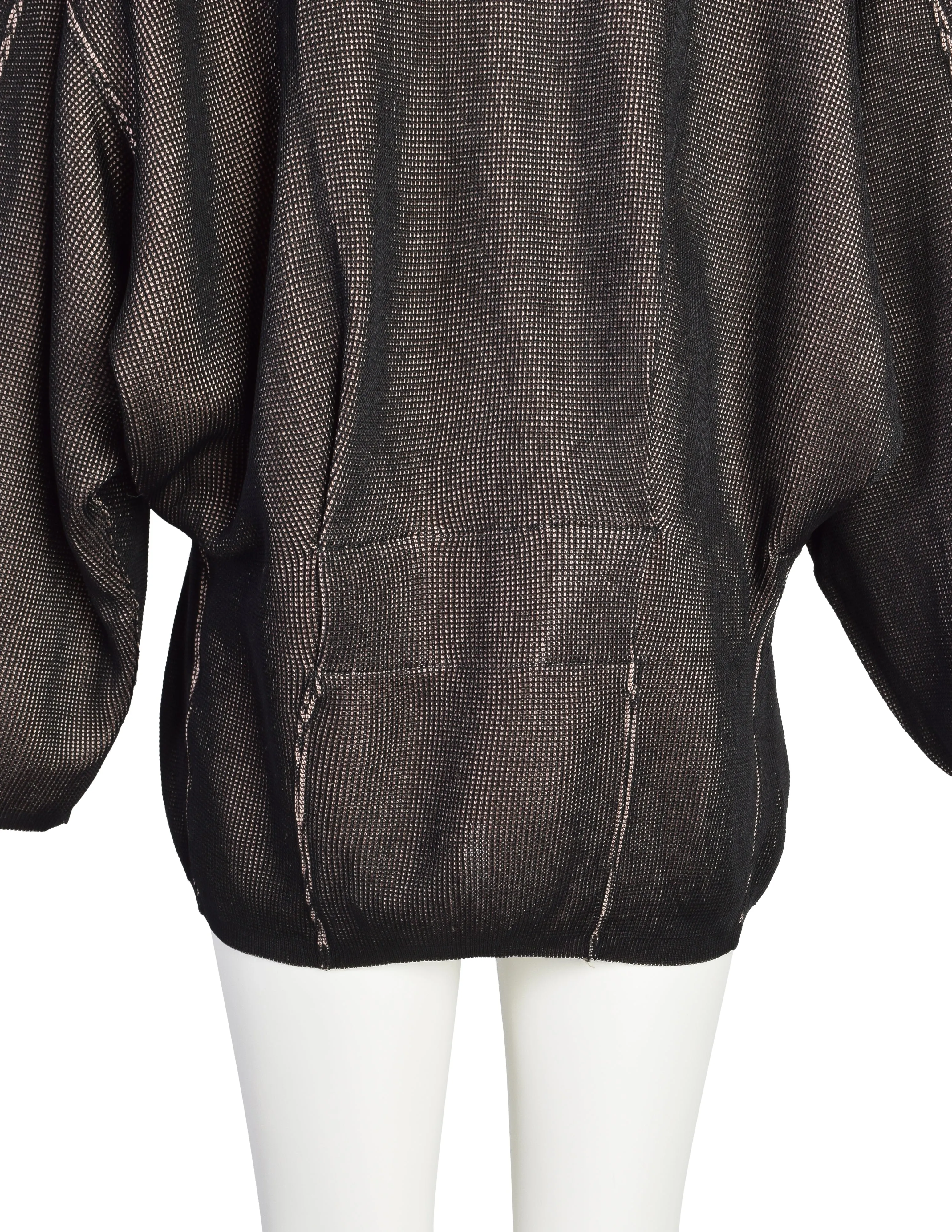 Alaia Vintage Rare SS 1985 Black Pink Knit Viscose Oversized Sweater