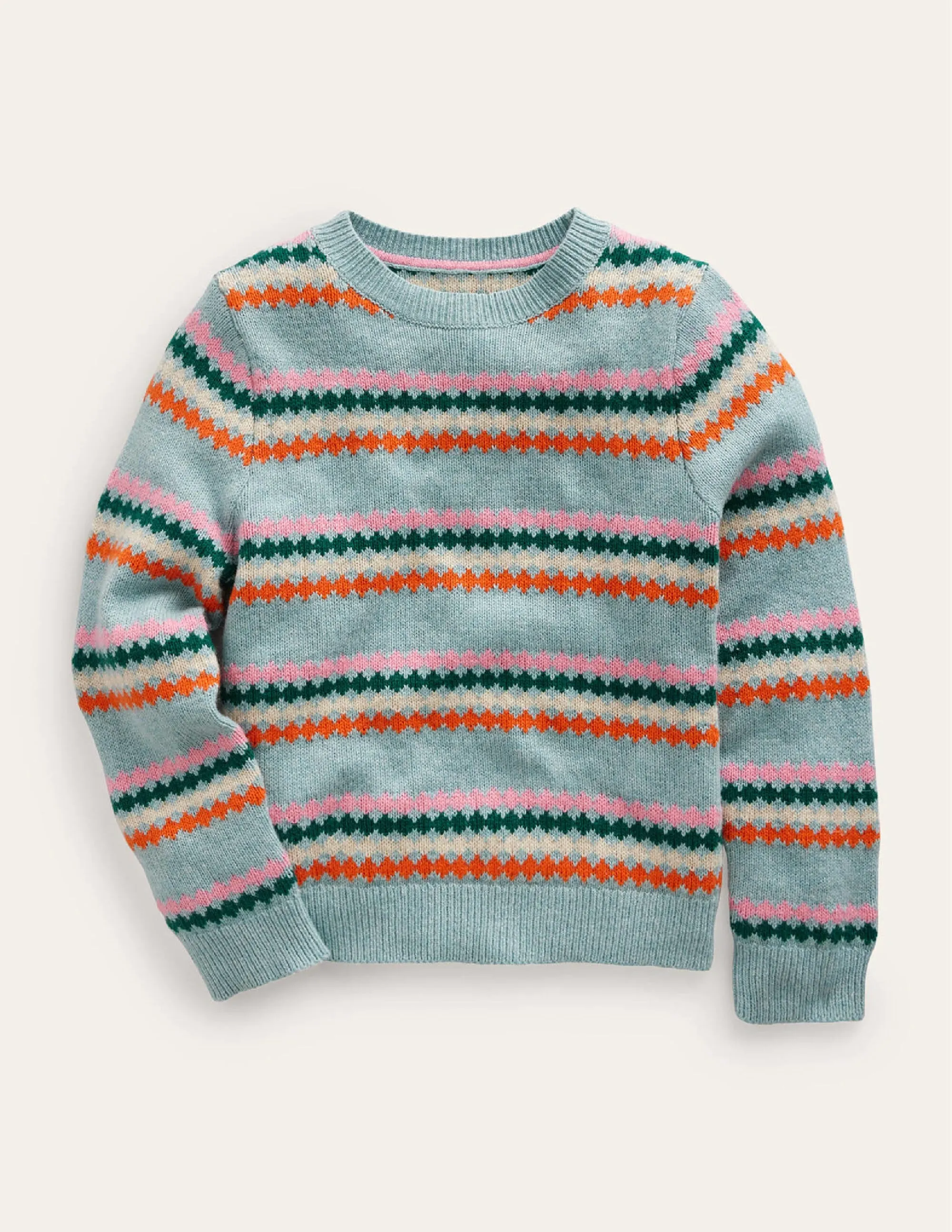All Over Fair Isle Jumper-Dusk Blue Stripe