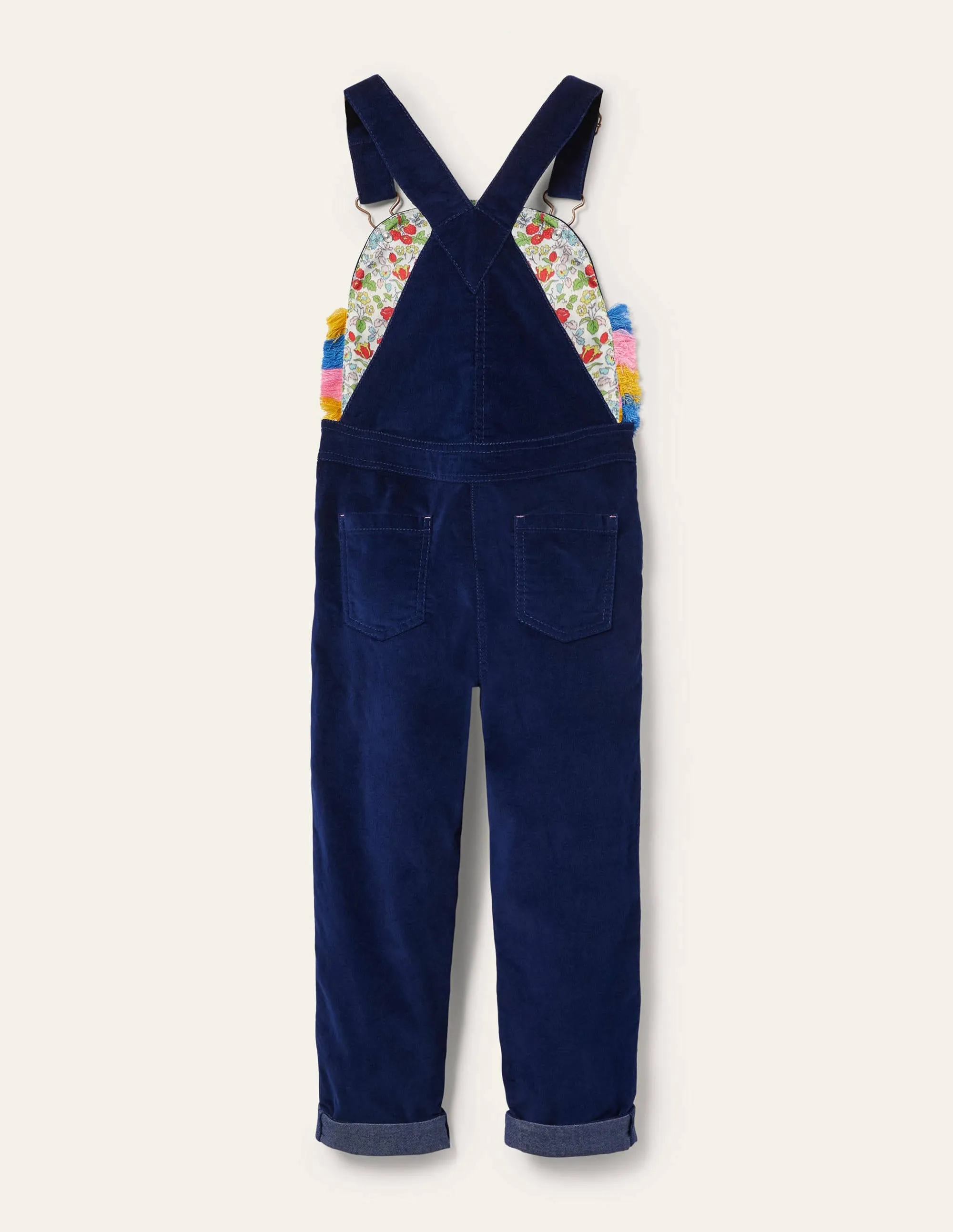 Appliqué Velvet Dungarees-Starboard Blue Unicorns