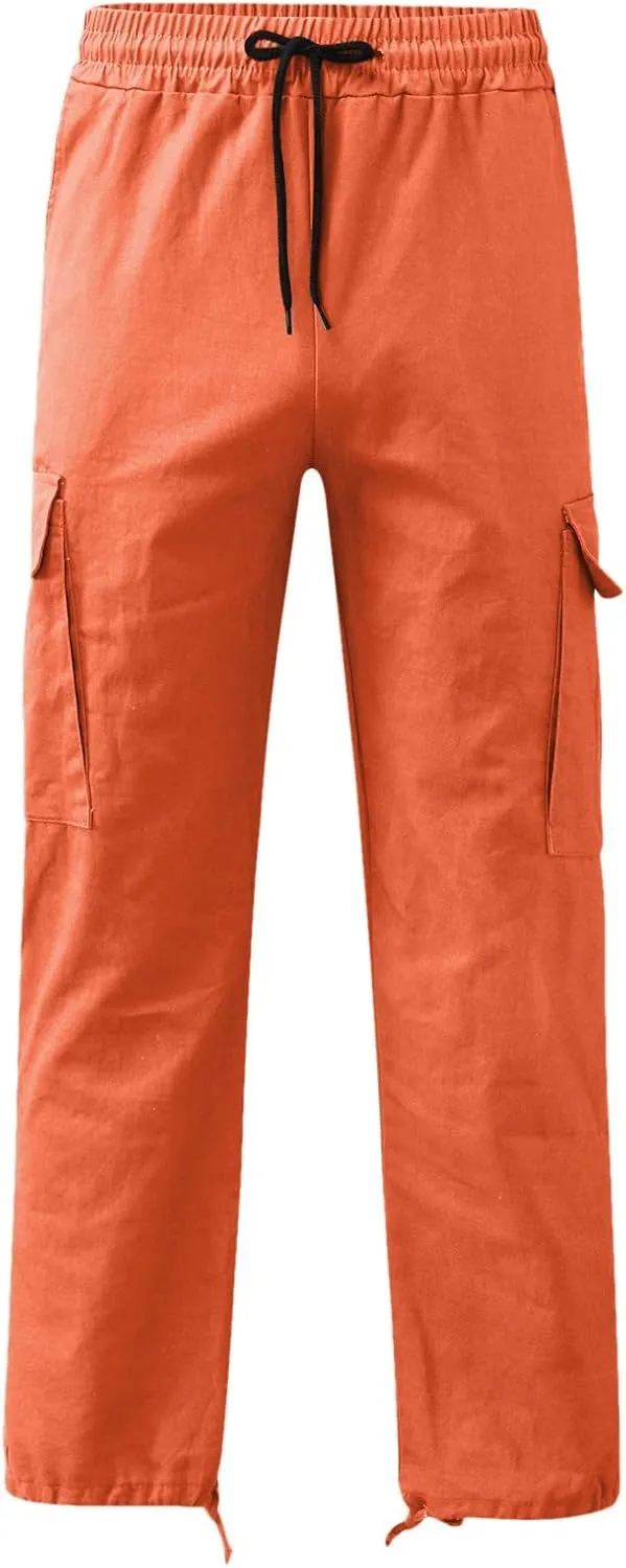 Big and Tall Sweatpants for Men Sports Hiking Work Pants Men's Hip Hop Harem Pants Joggers Linen Drawstring Elastic