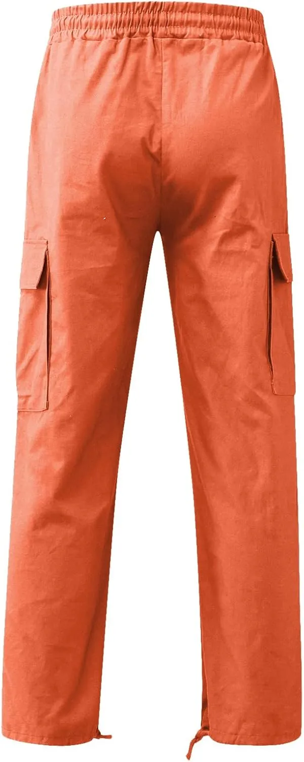 Big and Tall Sweatpants for Men Sports Hiking Work Pants Men's Hip Hop Harem Pants Joggers Linen Drawstring Elastic