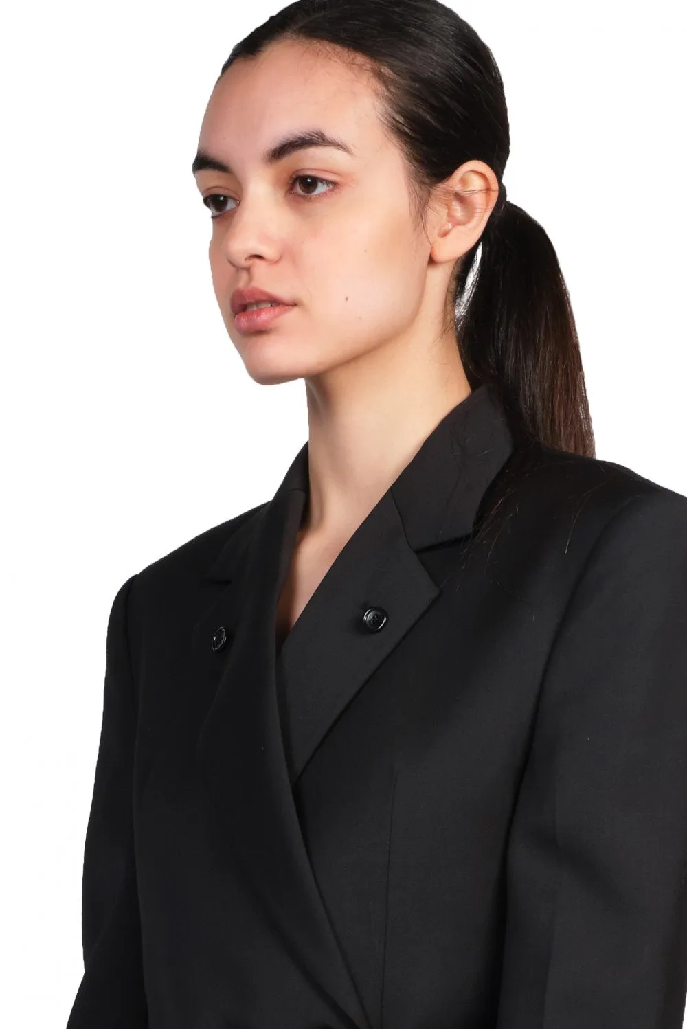 Black Open Back Belted Blazer