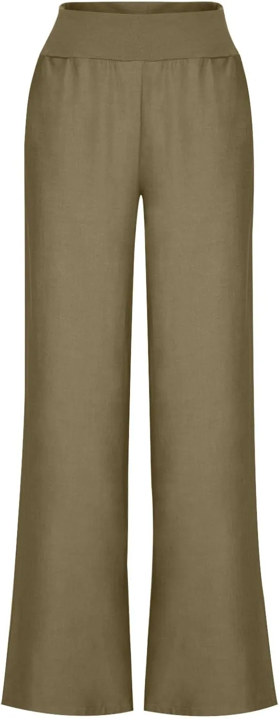 Casual Elastic Waist Trousers for Women Baggy Wide Leg Pants Trendy High Waisted Pants Soft Comfy Lounge Pants