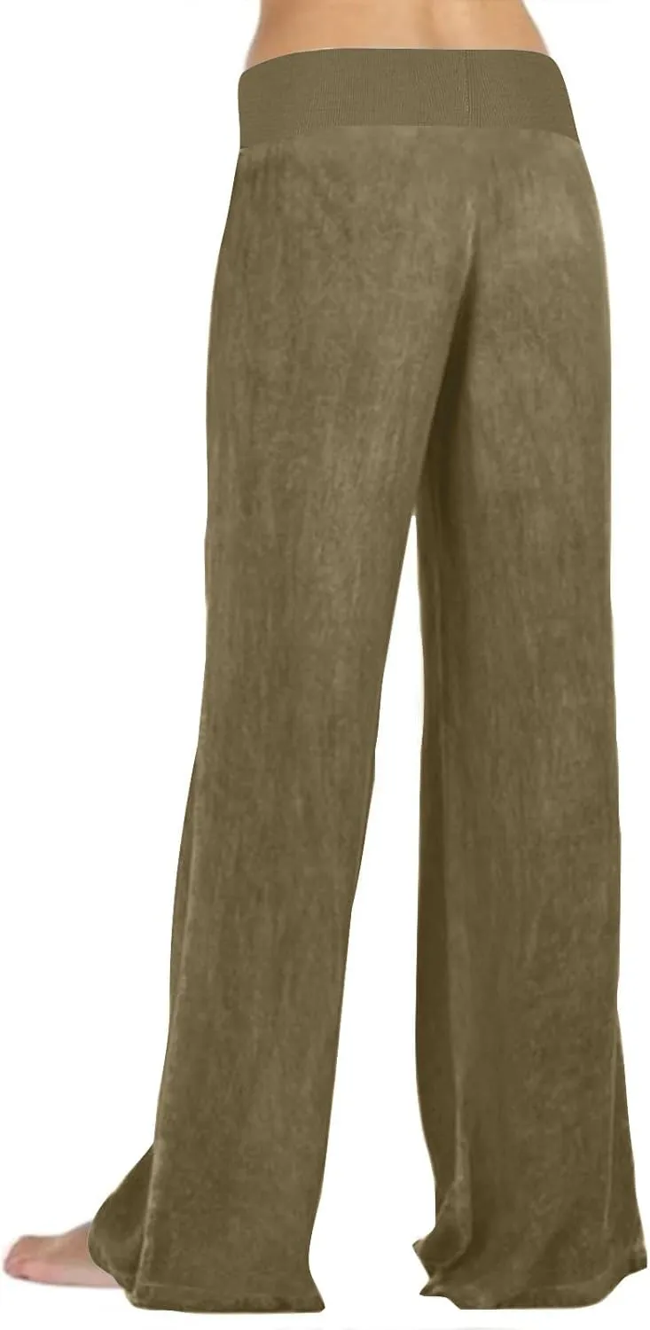 Casual Elastic Waist Trousers for Women Baggy Wide Leg Pants Trendy High Waisted Pants Soft Comfy Lounge Pants