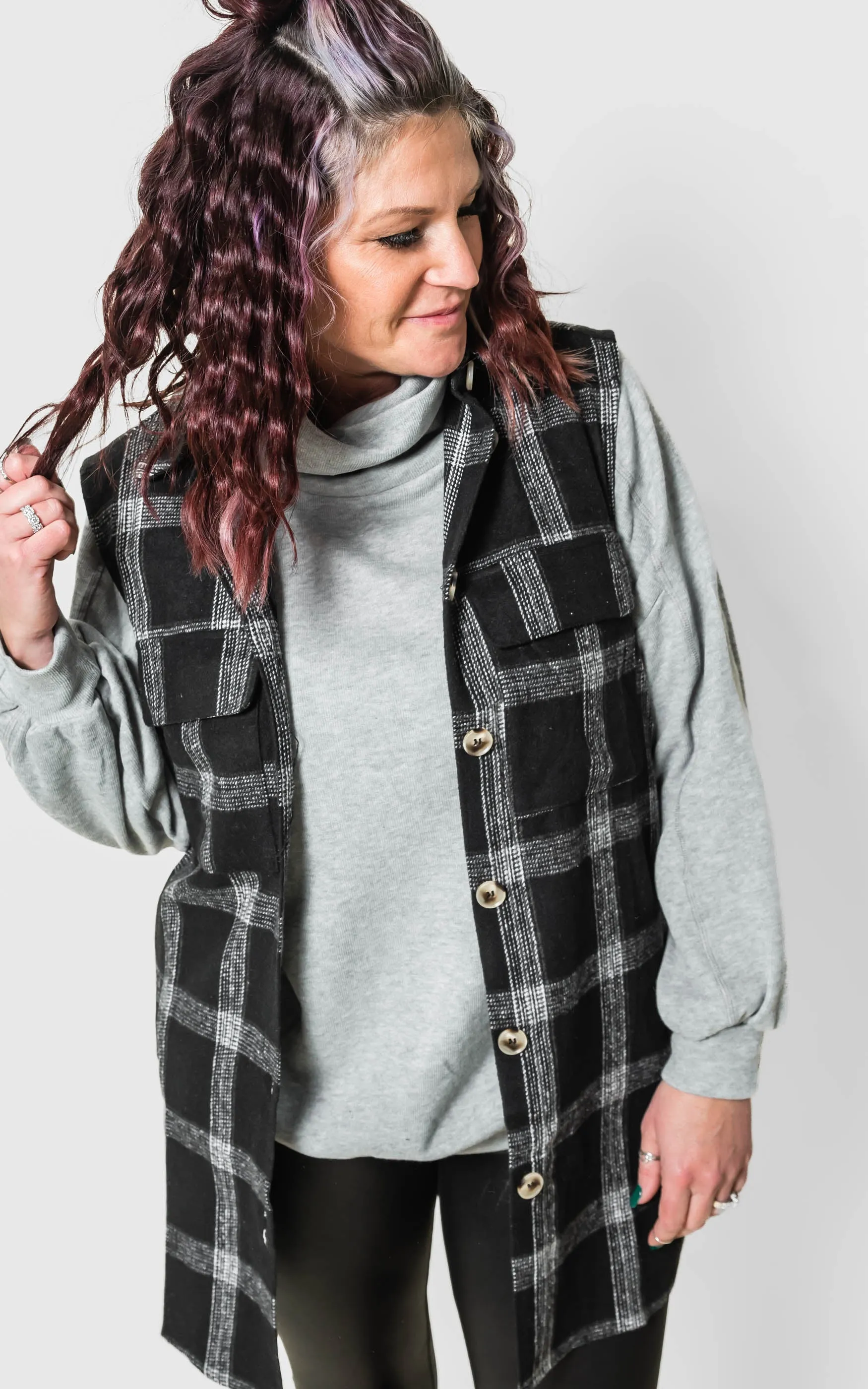 Check Vest with Patch Pockets