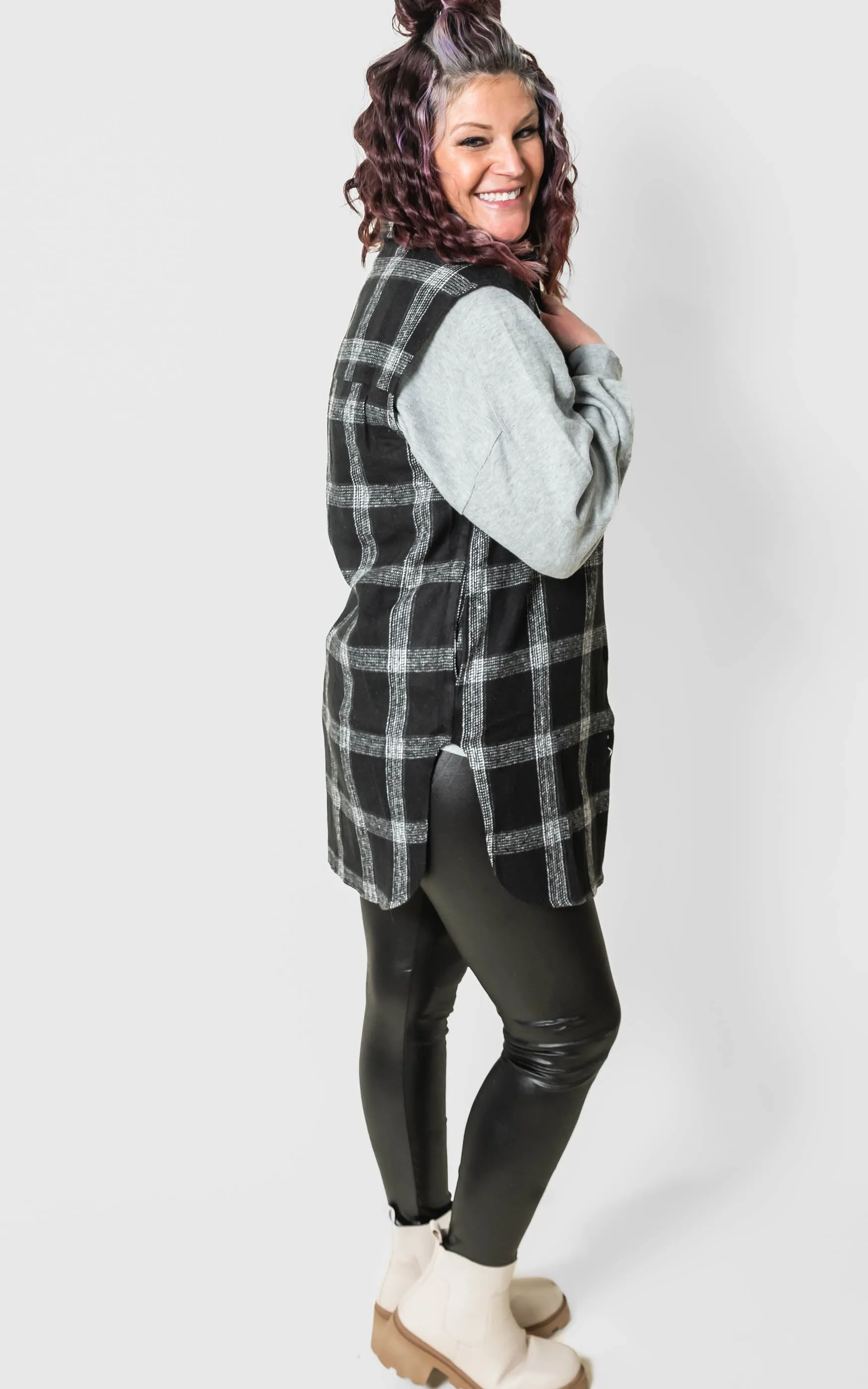 Check Vest with Patch Pockets
