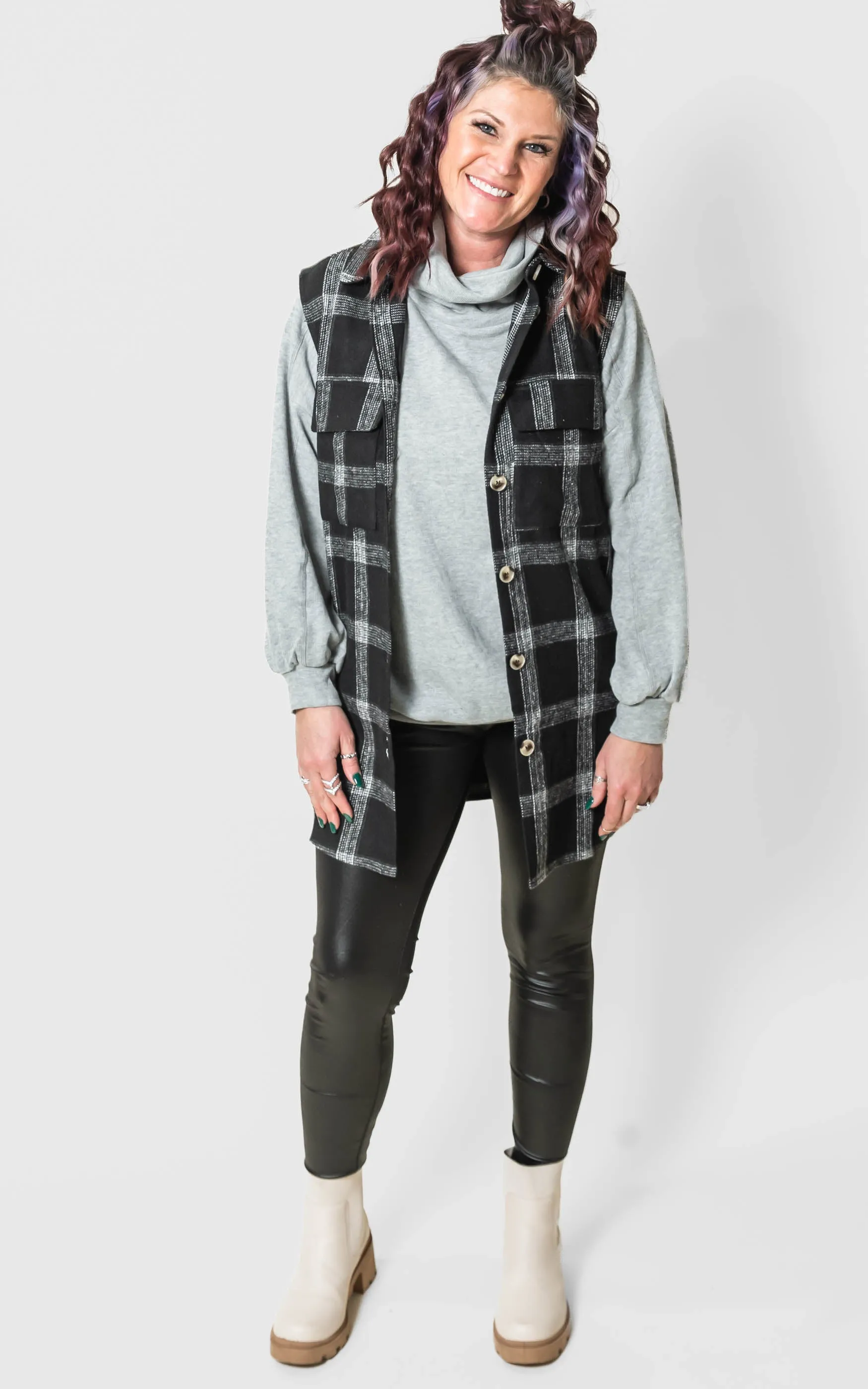 Check Vest with Patch Pockets