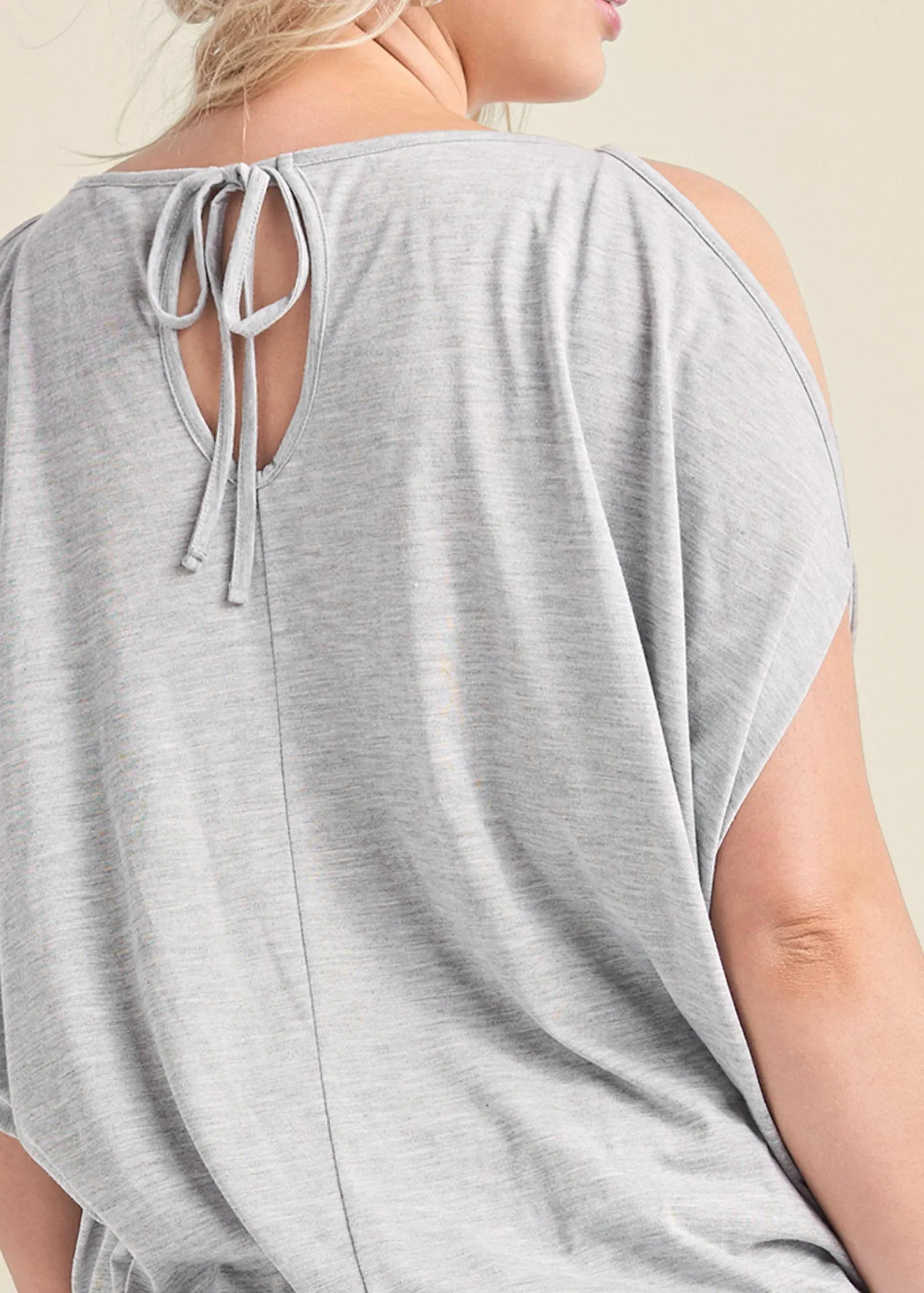 Cold-Shoulder Sequin Top - Grey