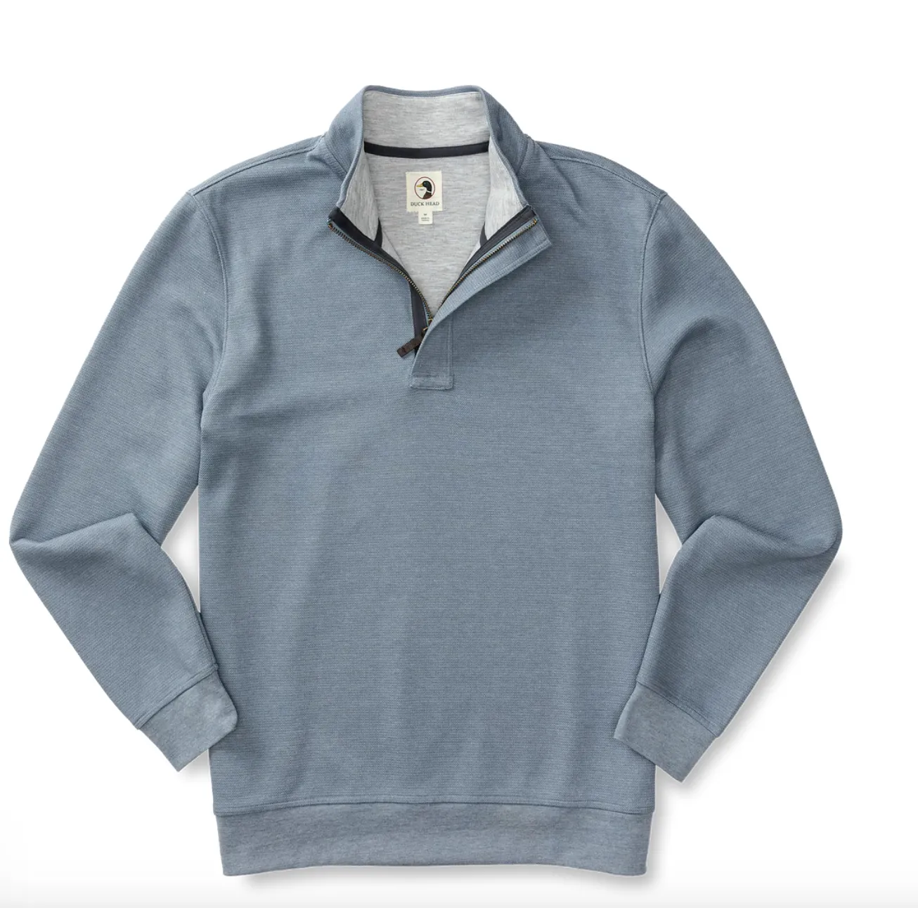 Duck Head Bearing Pique 1/4 Zip Stone Blue
