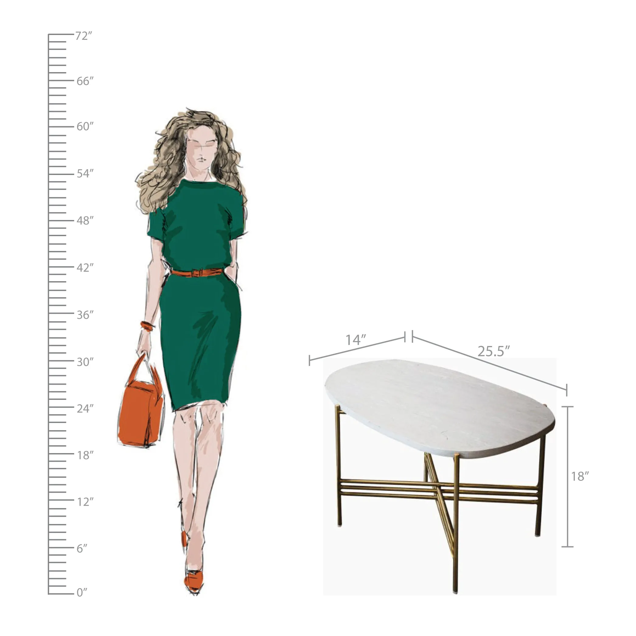 Elan Pietra Coffee Table - Oblong (Grey Sandstone, Polished Brass Finish)