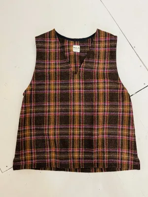 Foundry Vest in Brown Check Wool