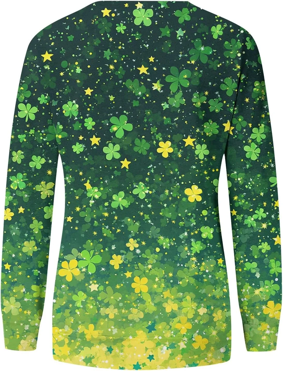 Green St Patricks Day SweatshirtWomens Long Sleeve Sweatshirt Round Neck Shamrock Print Loose Pullover