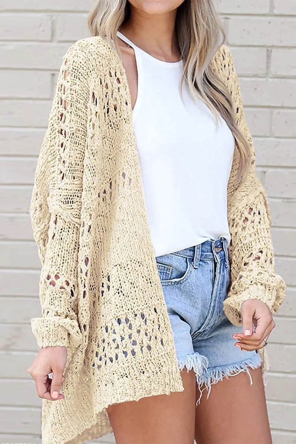 Hollowed Dolman Long Sleeve Cardigan