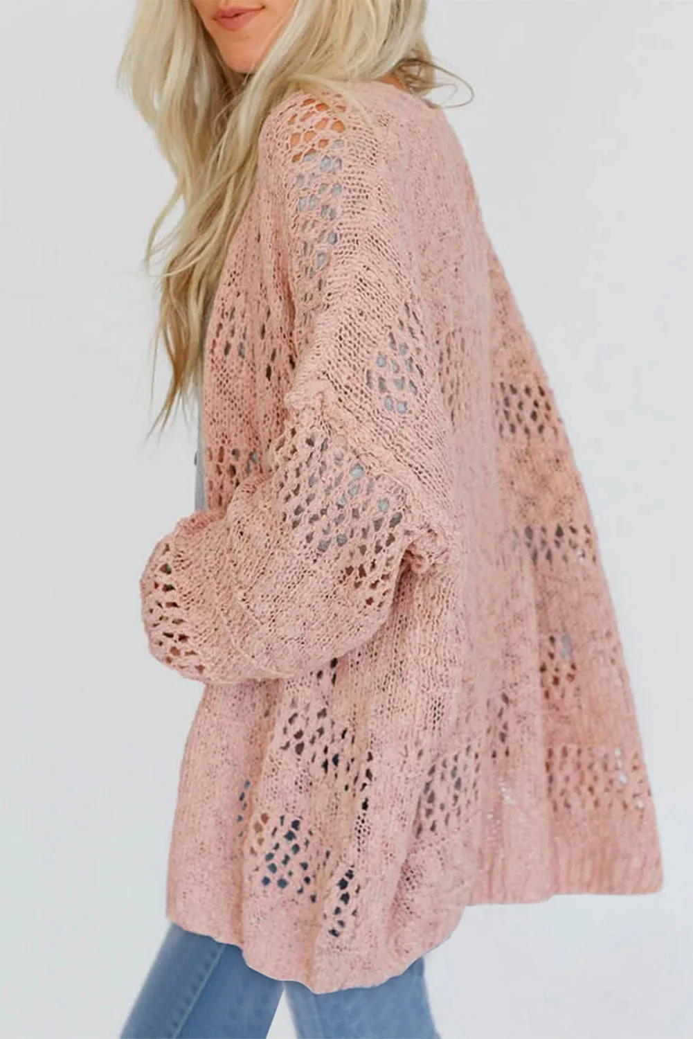 Hollowed Dolman Long Sleeve Cardigan