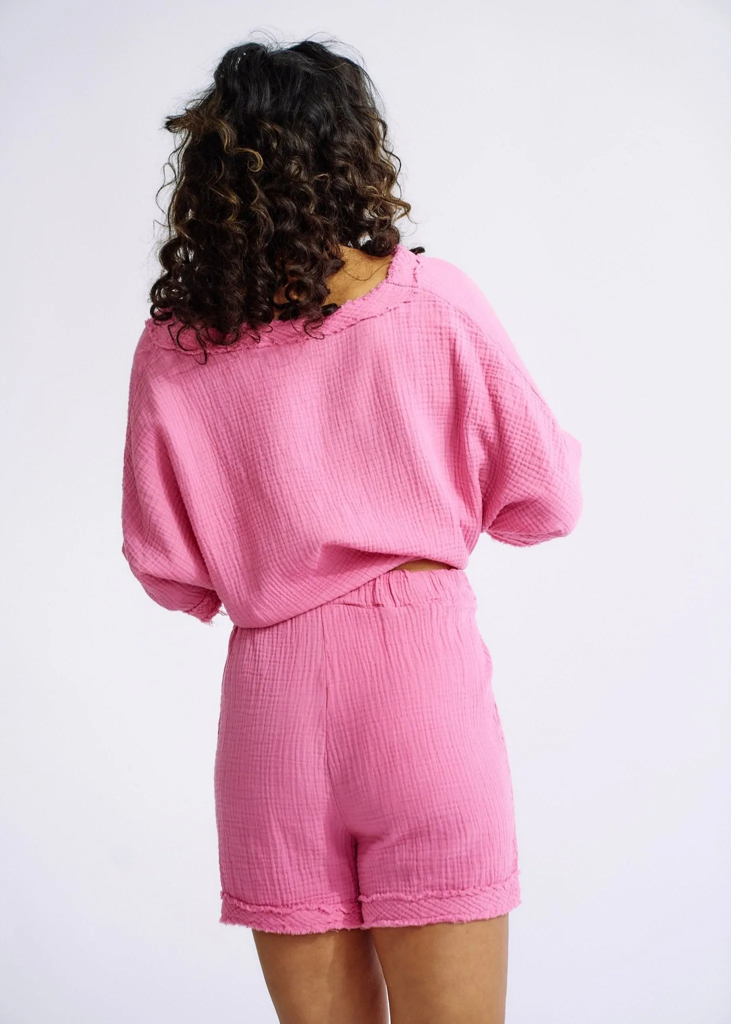 Italian Textured Cotton Set in Pink