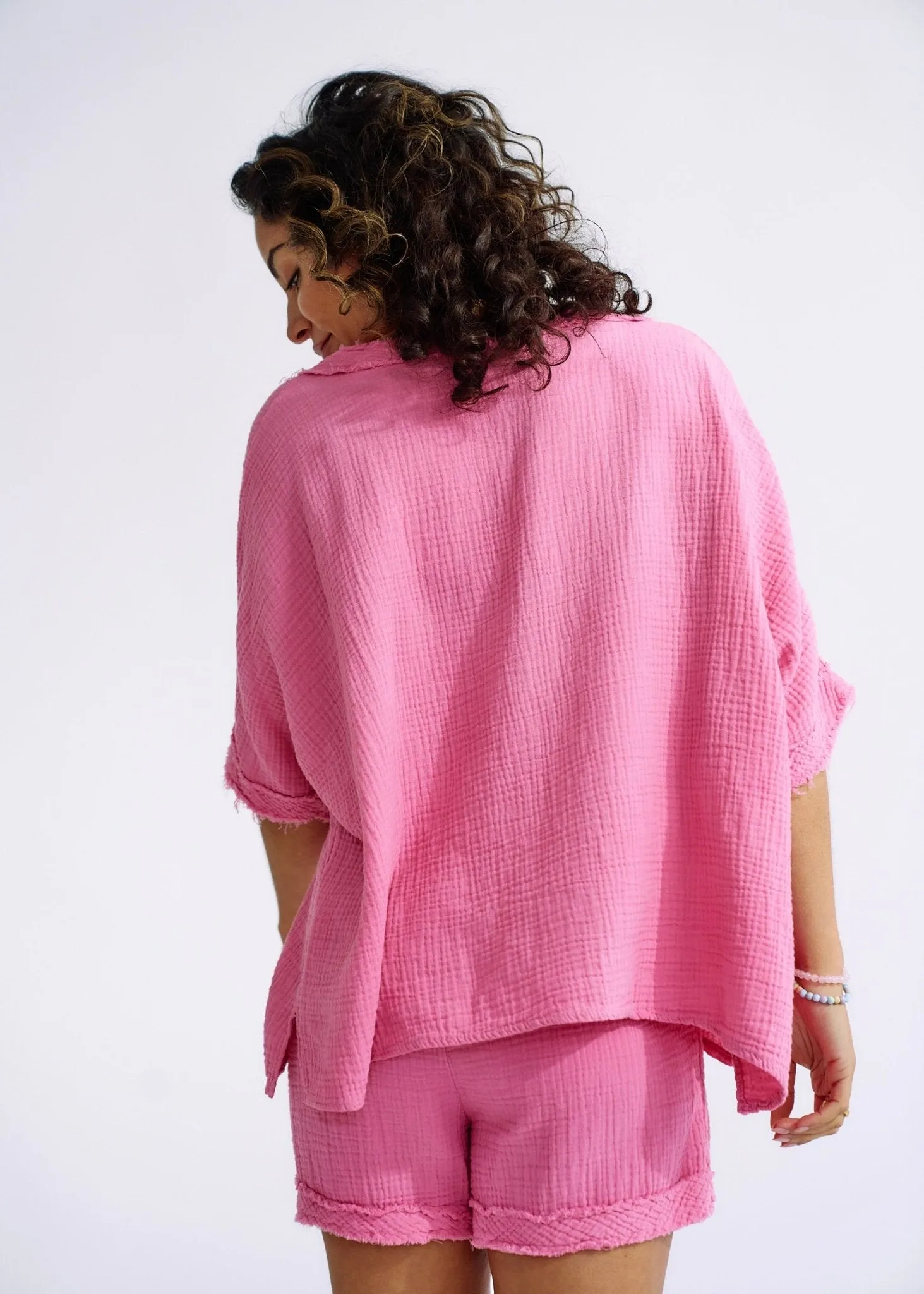 Italian Textured Cotton Set in Pink