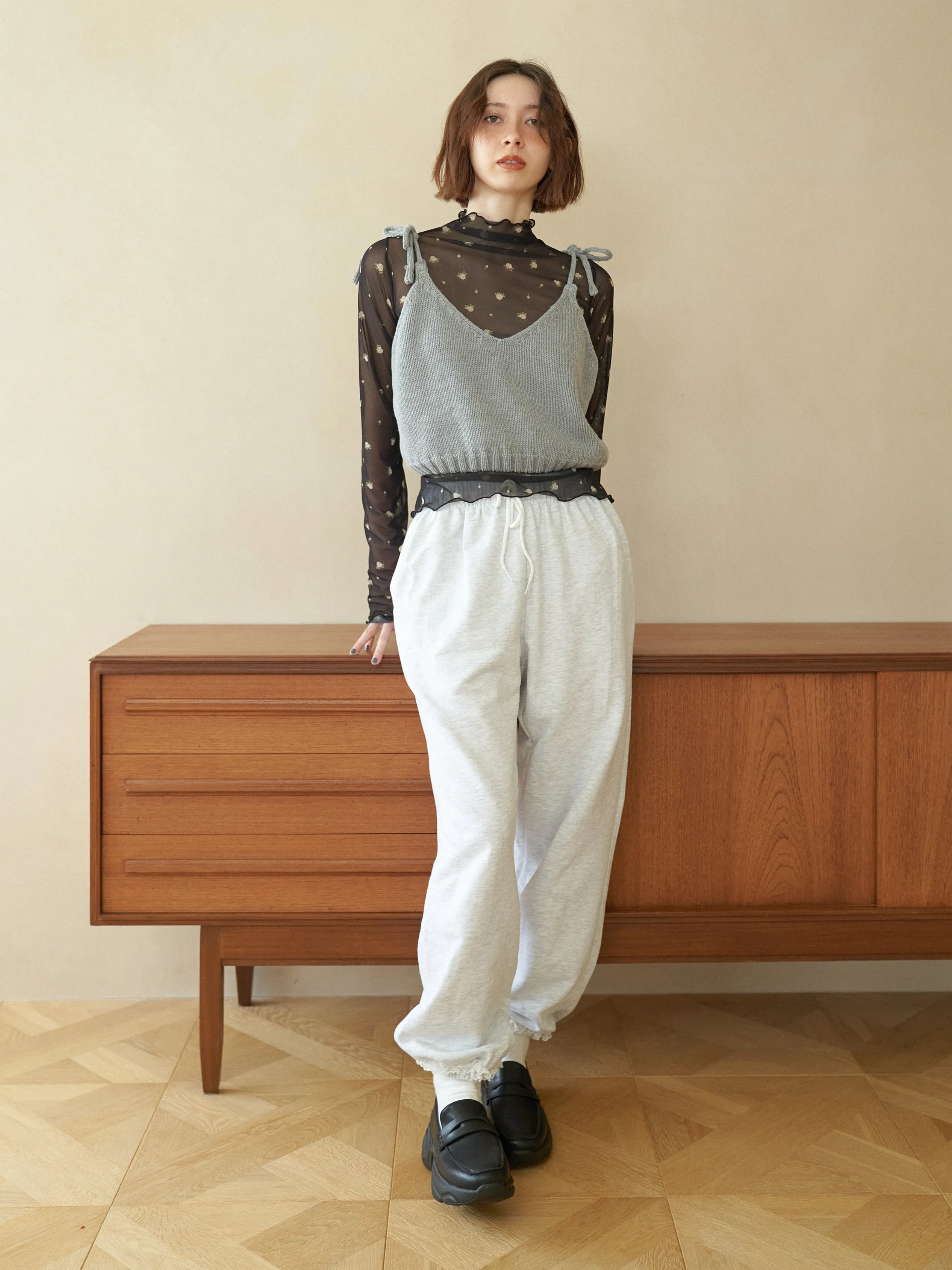 Lace Design Sweat Pants
