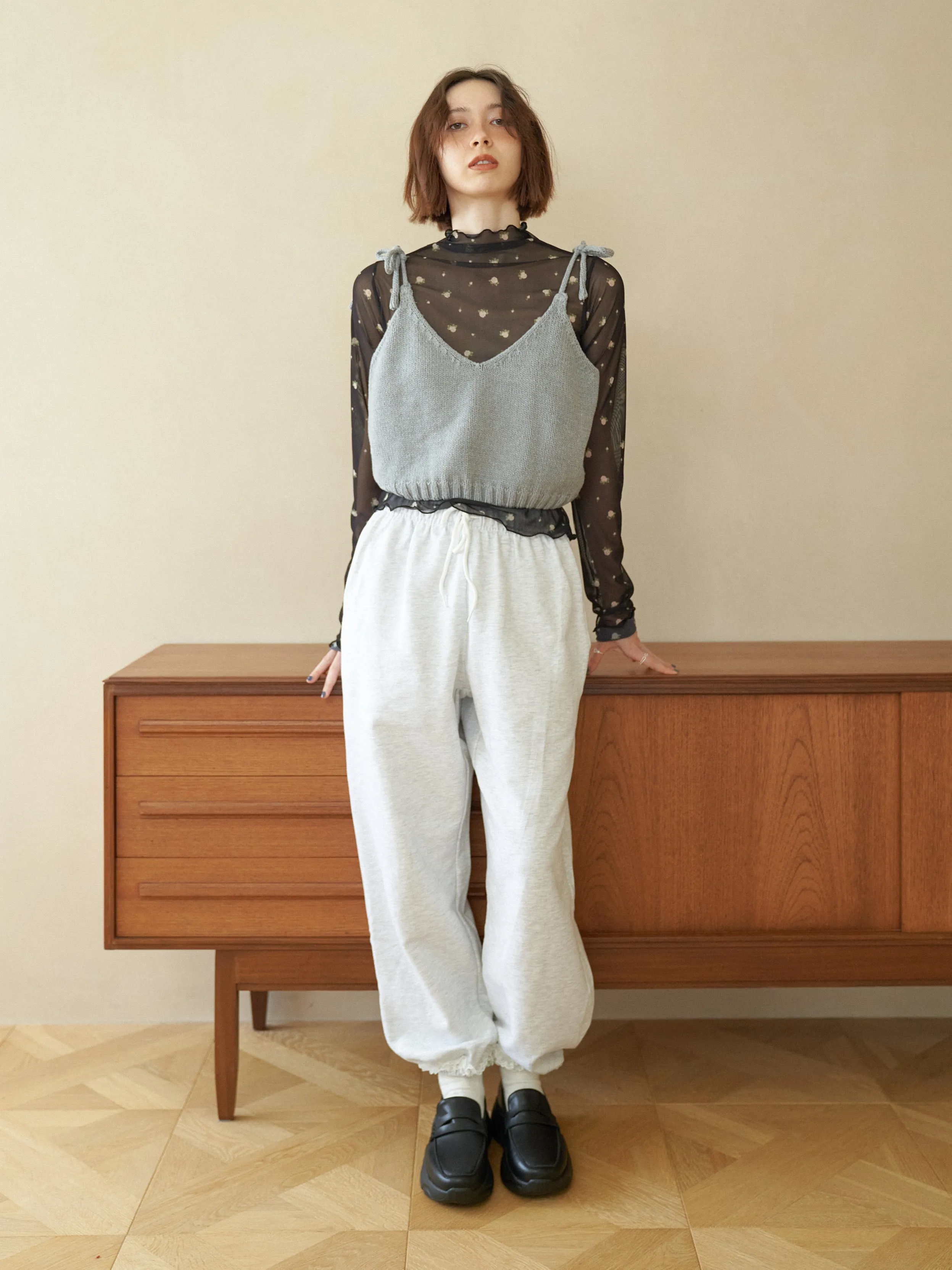 Lace Design Sweat Pants