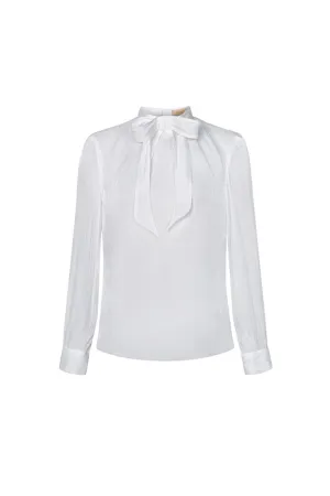Lamarr Straight Bow Tie Polyester Silk Top