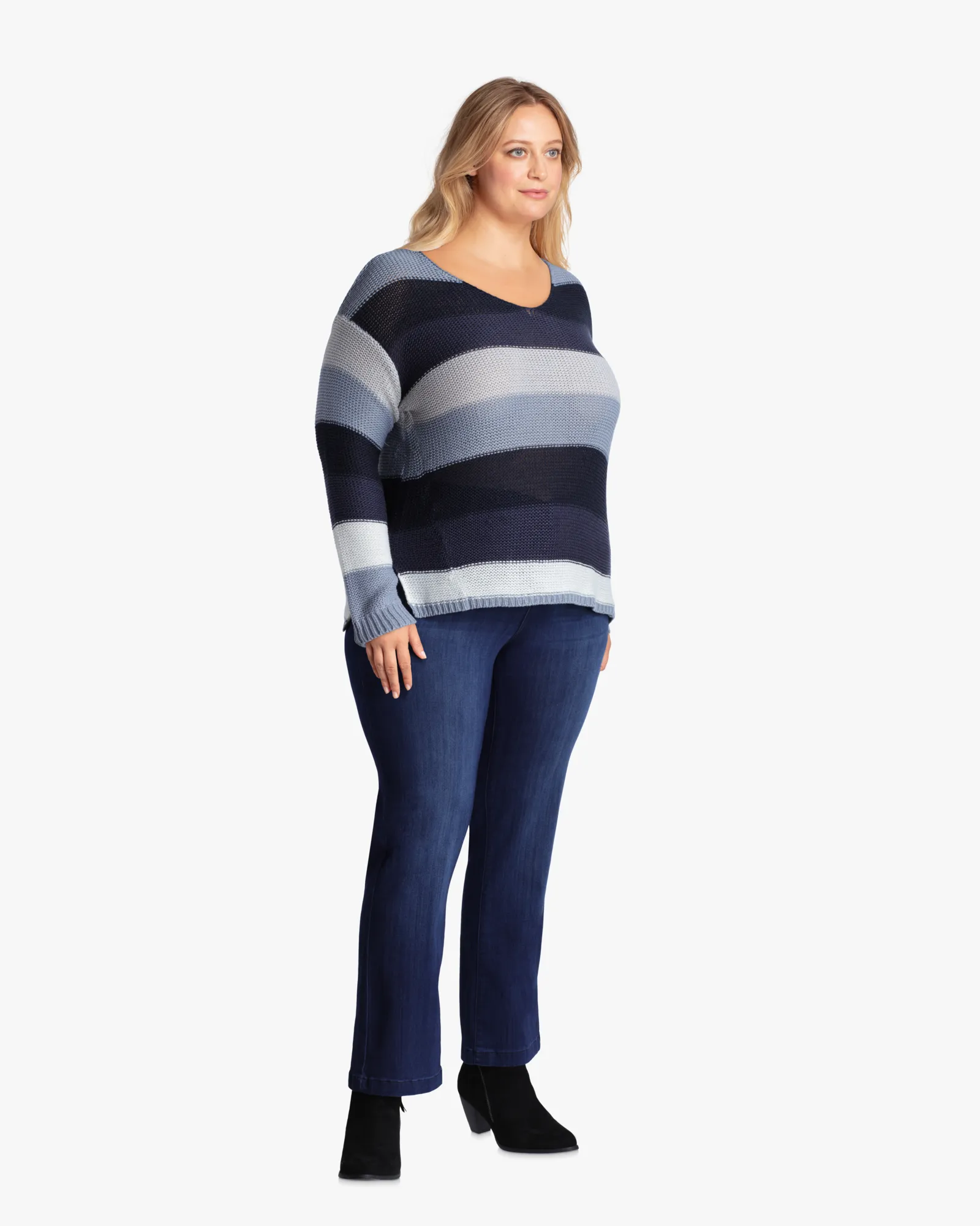 London Long-Sleeve Striped Sweater | Light Blue / Navy