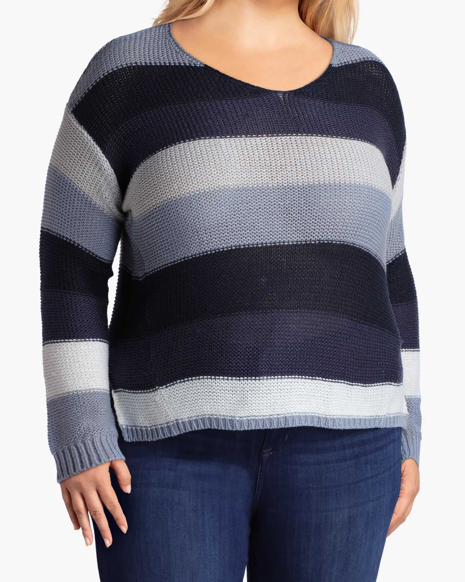 London Long-Sleeve Striped Sweater | Light Blue / Navy