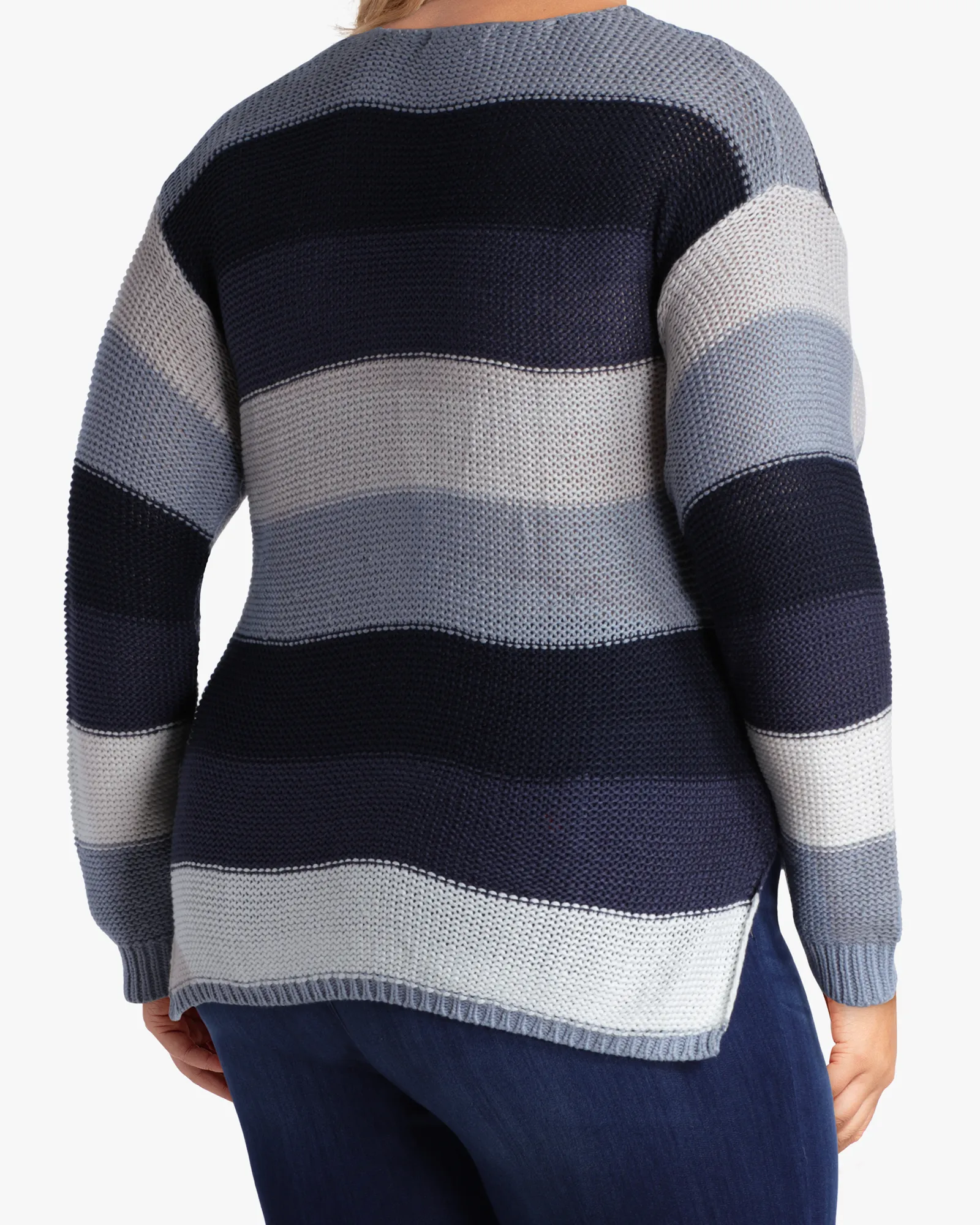 London Long-Sleeve Striped Sweater | Light Blue / Navy