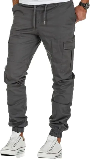 Men's Joggers Pants Drawstring Hiking Sweatpants Solid Slim Fit Joggers Pants Lightweight Casual Sports Trousers