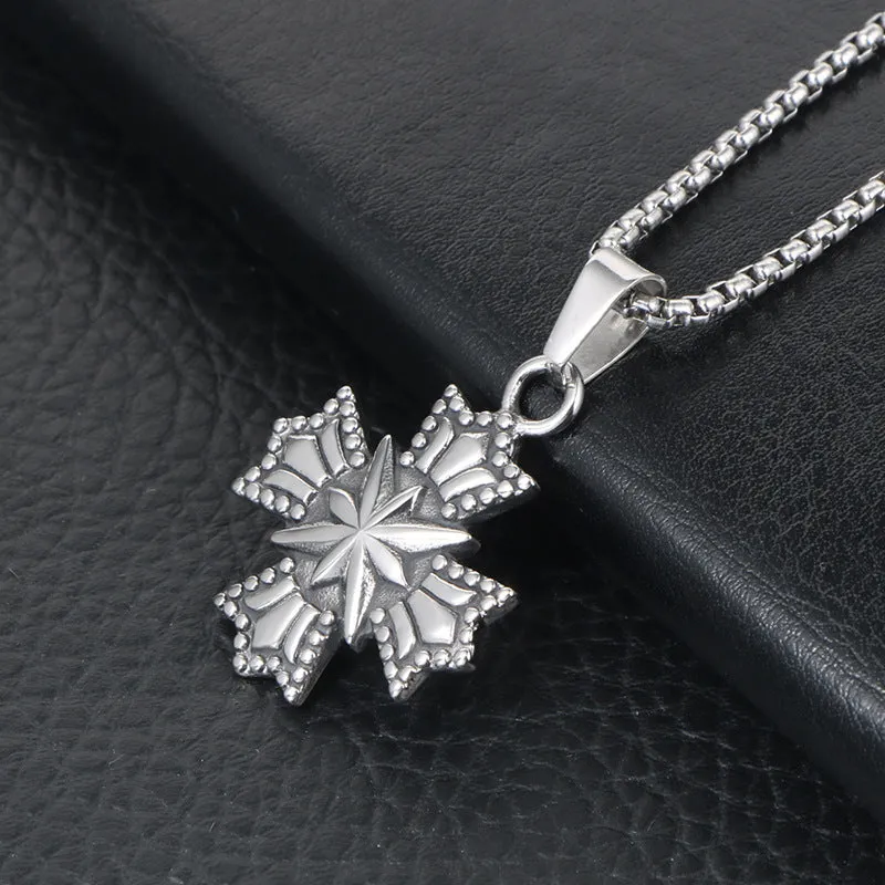 Personalized Titanium Steel Snowflake Hexagram Necklace for Men and Women - Stylish Sweater Chain Accessory