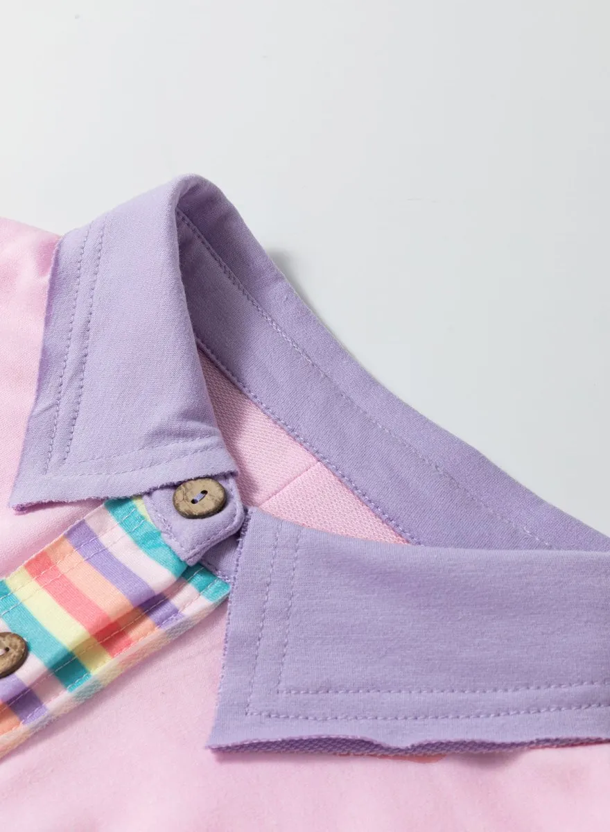 Pink Multicolor Rainbow Stripe T Shirt Dress