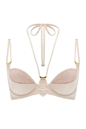 Rosalia Plunge Bra with detachable halter neck - Oyster Blush