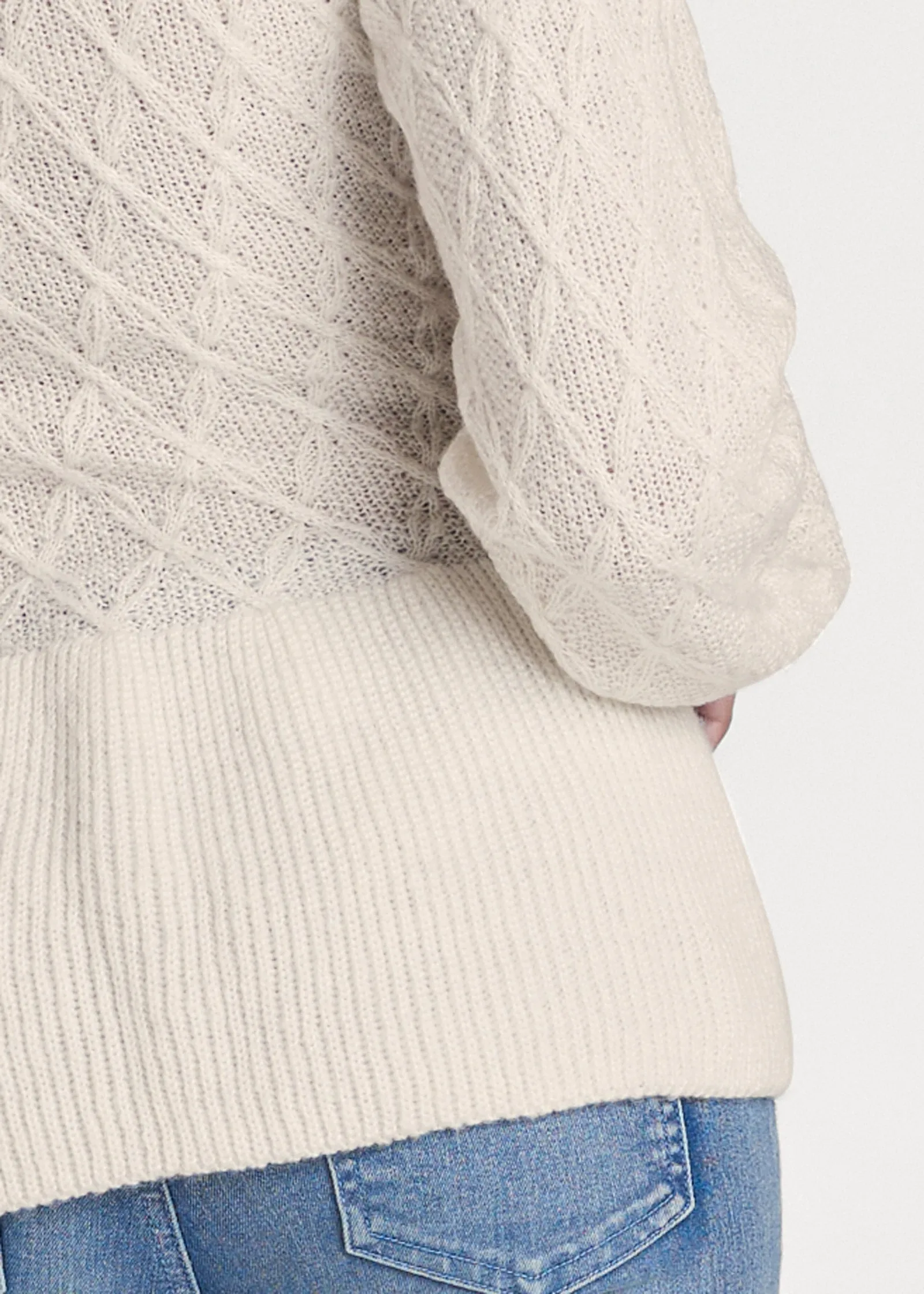 Rose Detail Peplum Sweater - Off White & Red