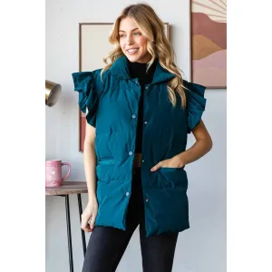 Ruffle Short Sleeve Padded Vest