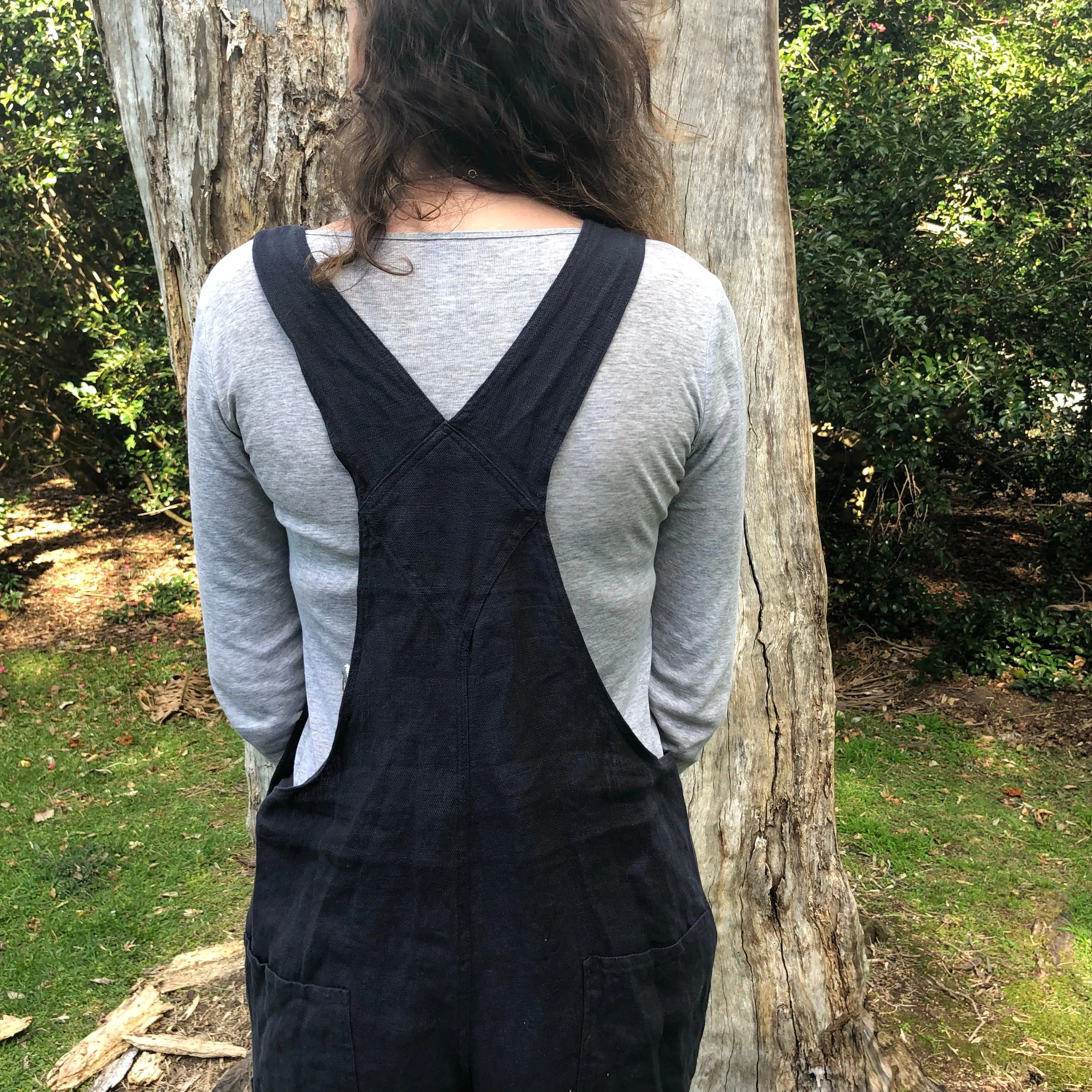 Rustic Linen Overalls - Navy