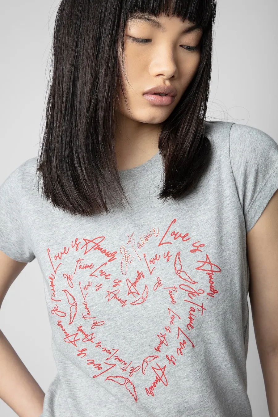 Skinny Heart T-shirt Gris
