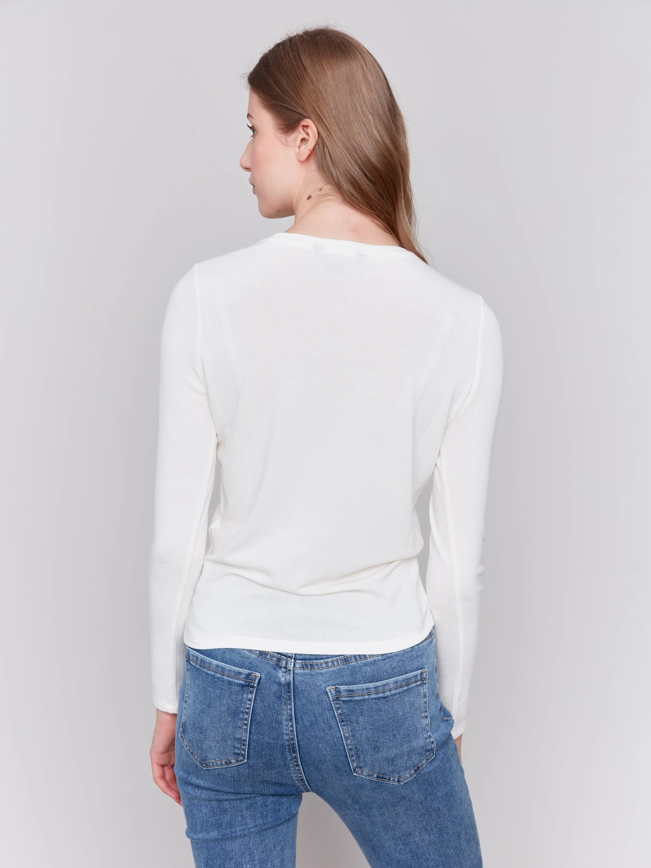 Soft Jersey Basic Top With Front Knot