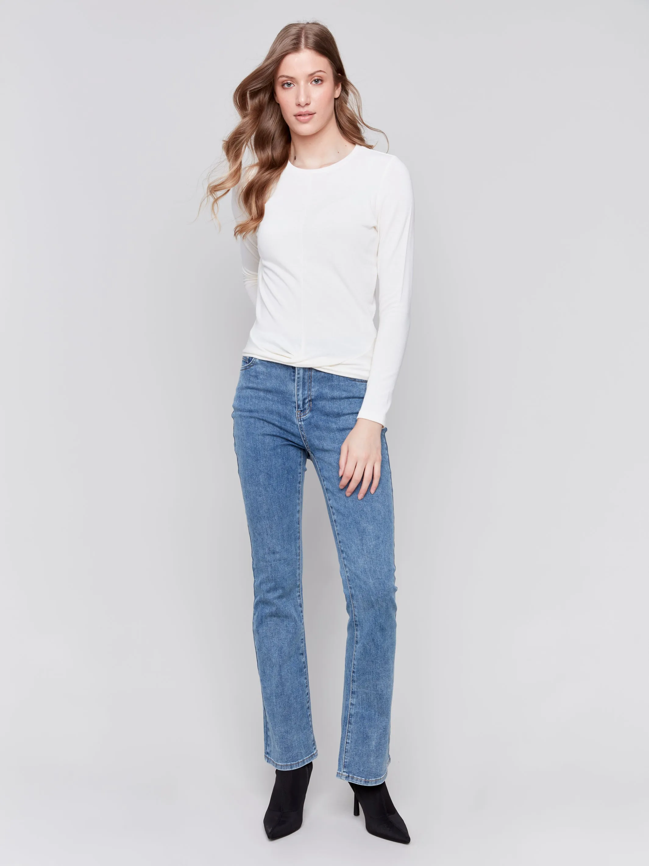 Soft Jersey Basic Top With Front Knot
