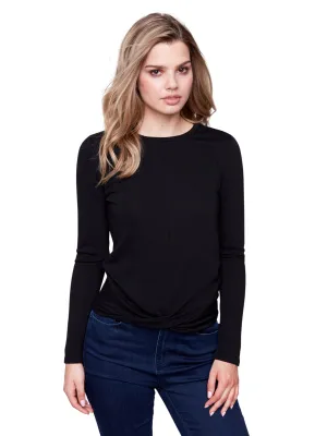 Soft Jersey Basic Top With Front Knot