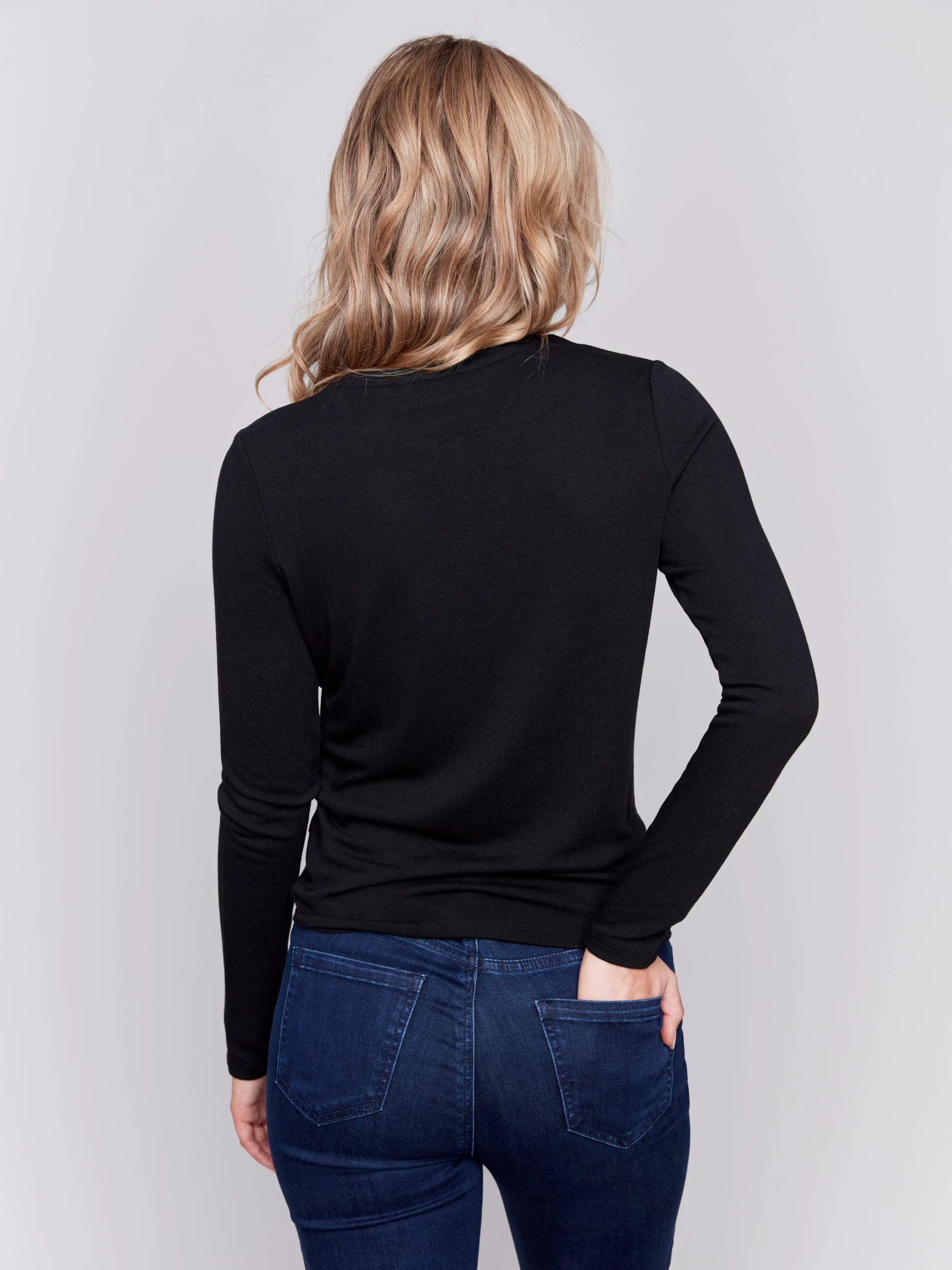 Soft Jersey Basic Top With Front Knot