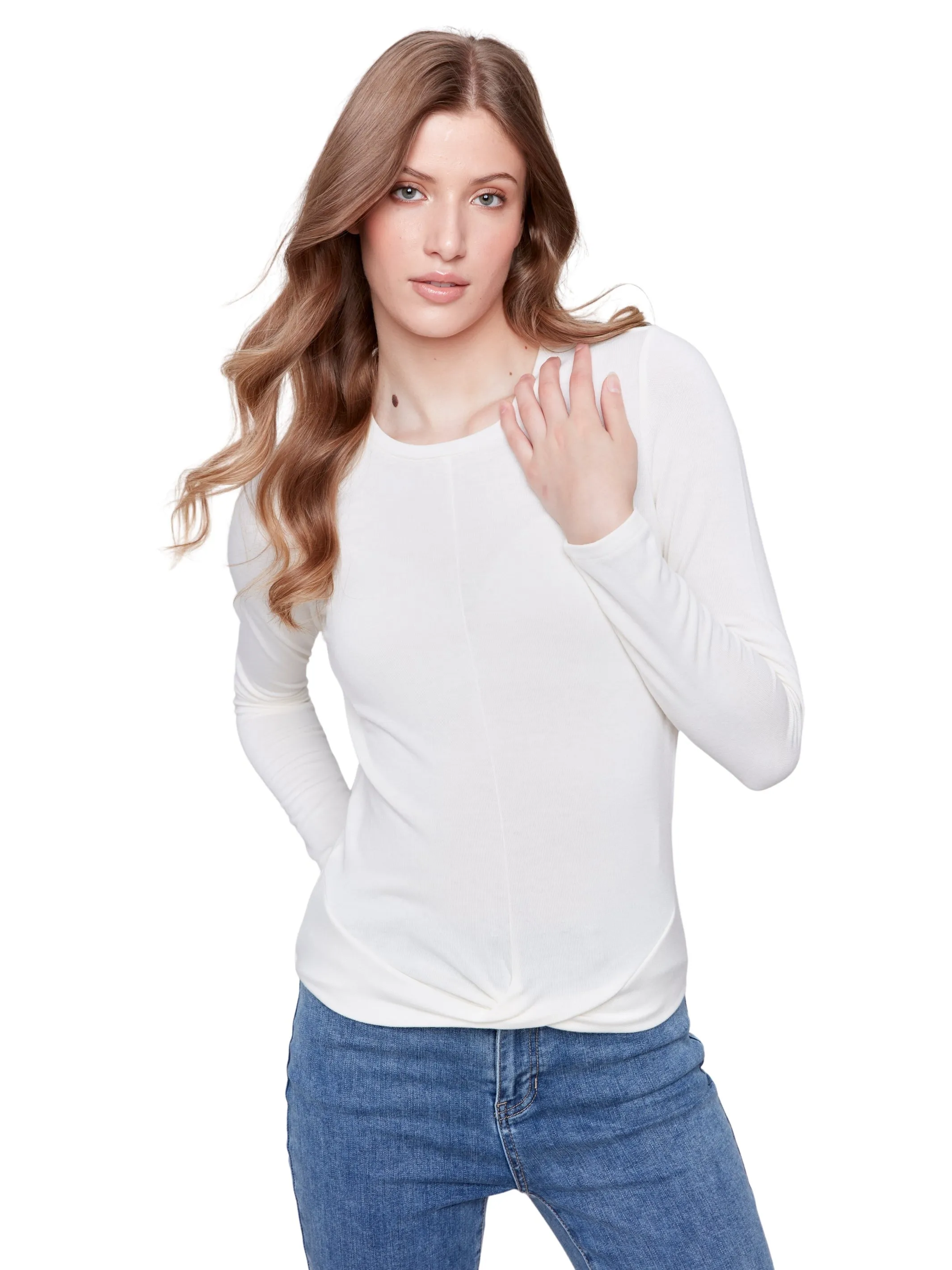 Soft Jersey Basic Top With Front Knot